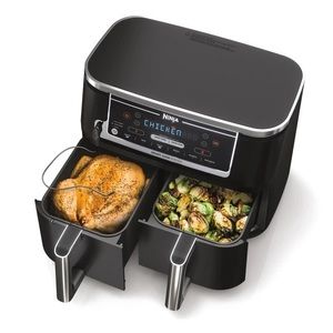 Dual air fryer with removable baskets easy to clean NEVER USED too big for space